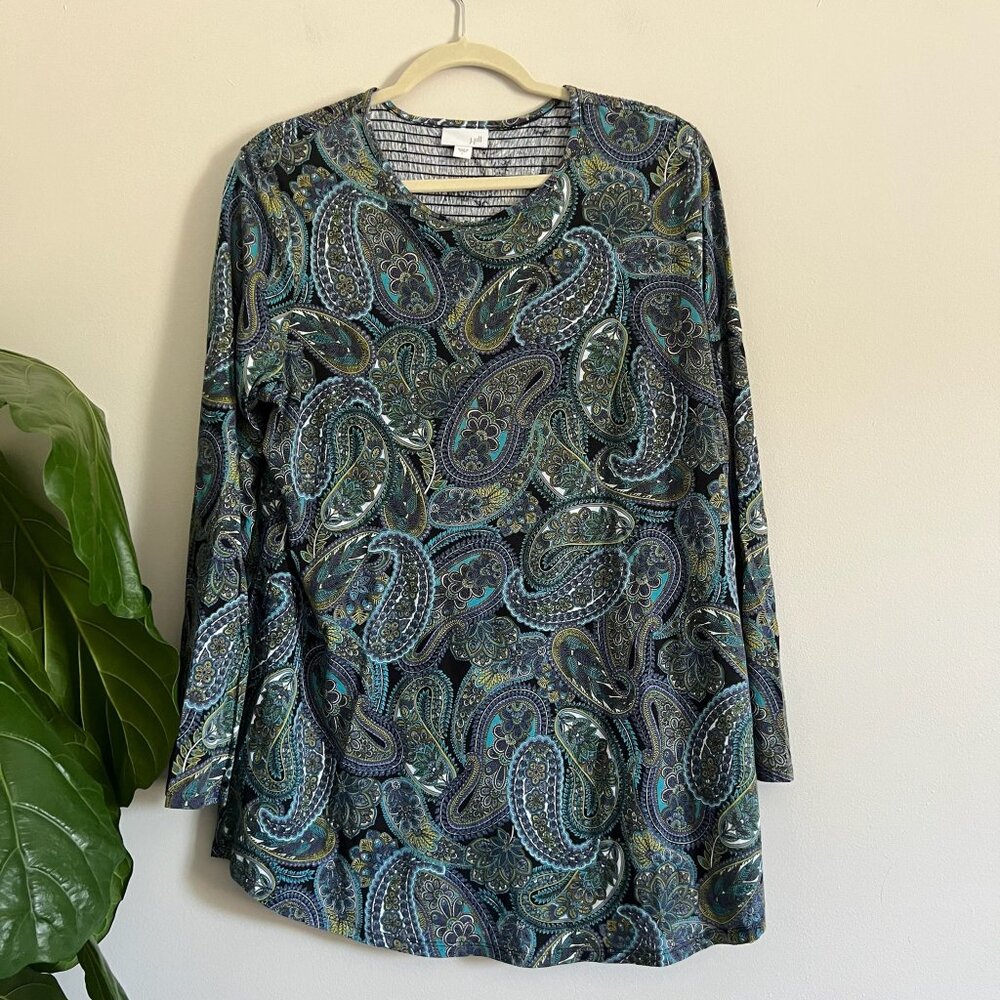 J. Jill Paisley Long Sleeved Smocked Back Tunic